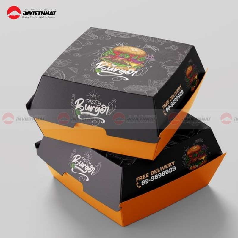 Mẫu hộp giấy đựng hamburger đẹp