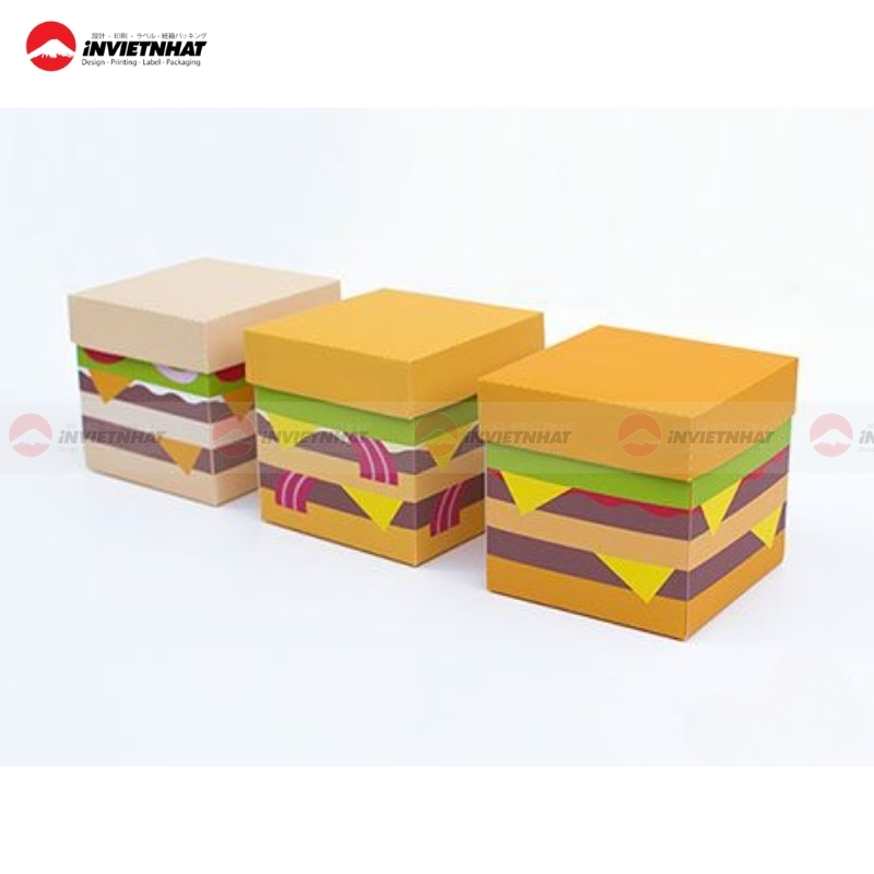 Hộp giấy hình lập phương đựng hamburger