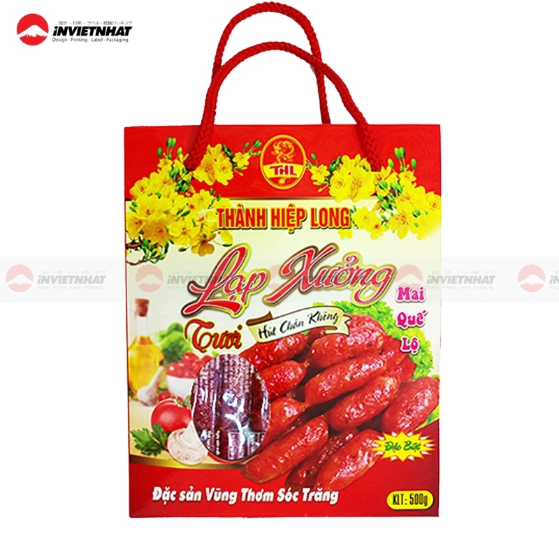 hộp đựng lạp xưởng Tết