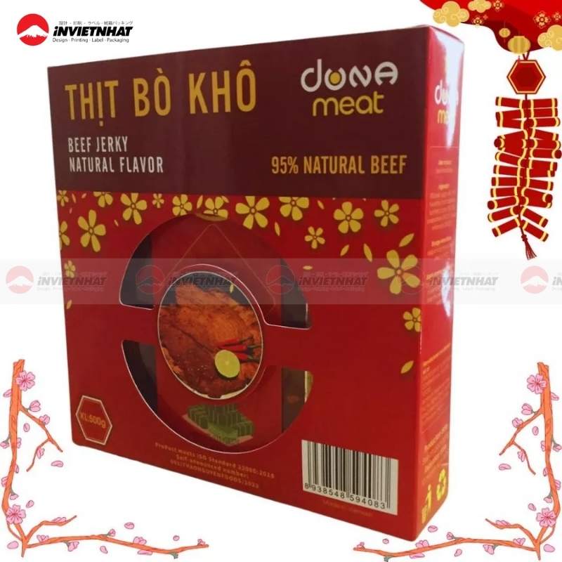 hộp giấy đựng khô bò Tết