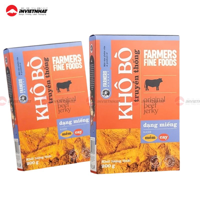 hộp giấy đựng khô bò màu cam