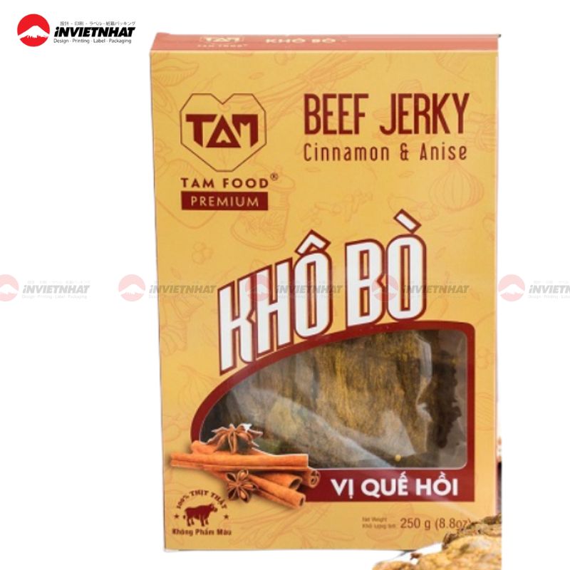 hộp giấy đựng khô bò màu vàng