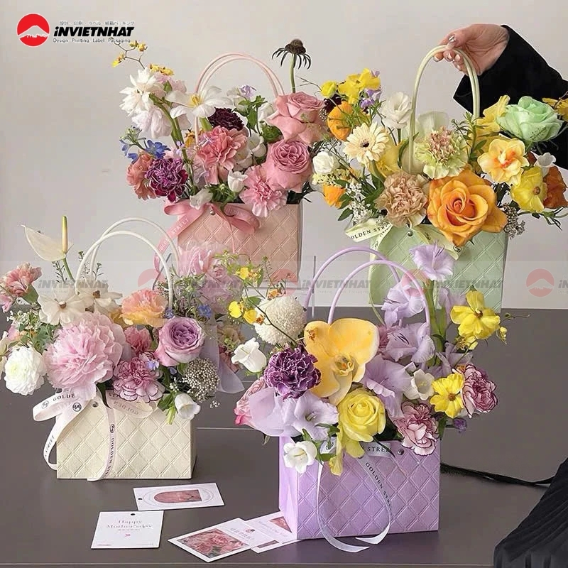 túi giấy cắm hoa hệ màu macaron