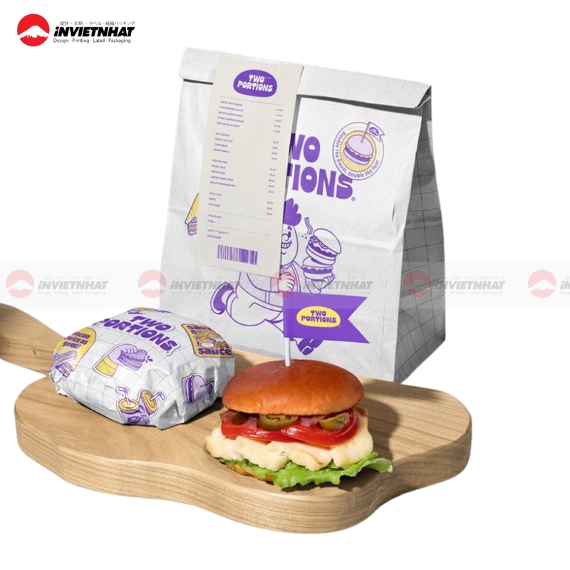 túi giấy đựng combo burger