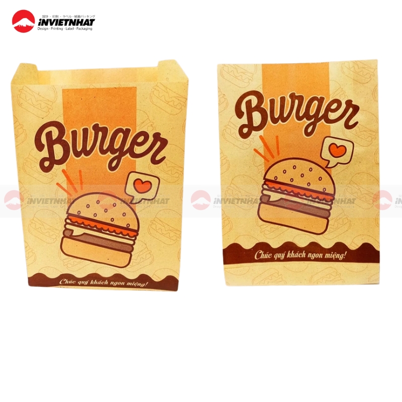 17+ Mẫu túi giấy đựng hamburger đẹp mắt, AN TOÀN vệ sinh thực phẩm 33 túi giấy in logo hamburger