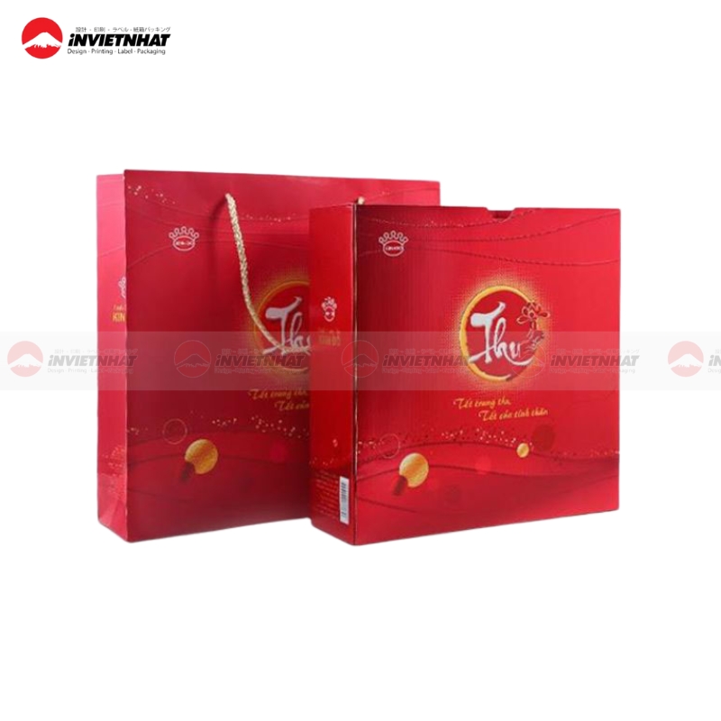 Túi giấy đụng bánh trung thu đỏ