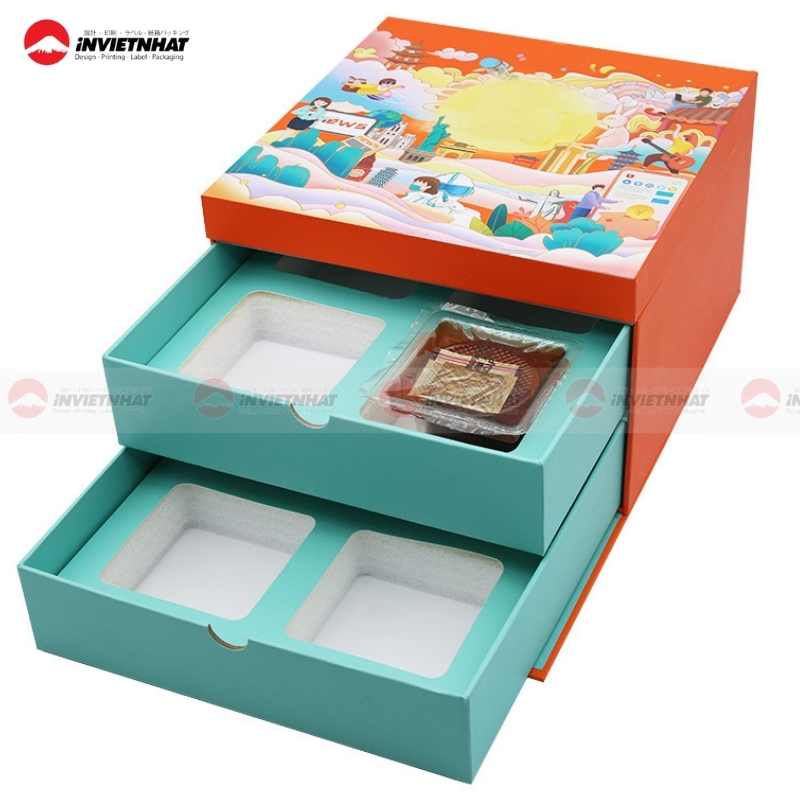 Hộp bánh trung thu 8 bánh cao cấp 2 tầng