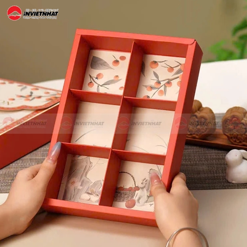 Hộp bánh trung thu có khay đựng 6 bánh