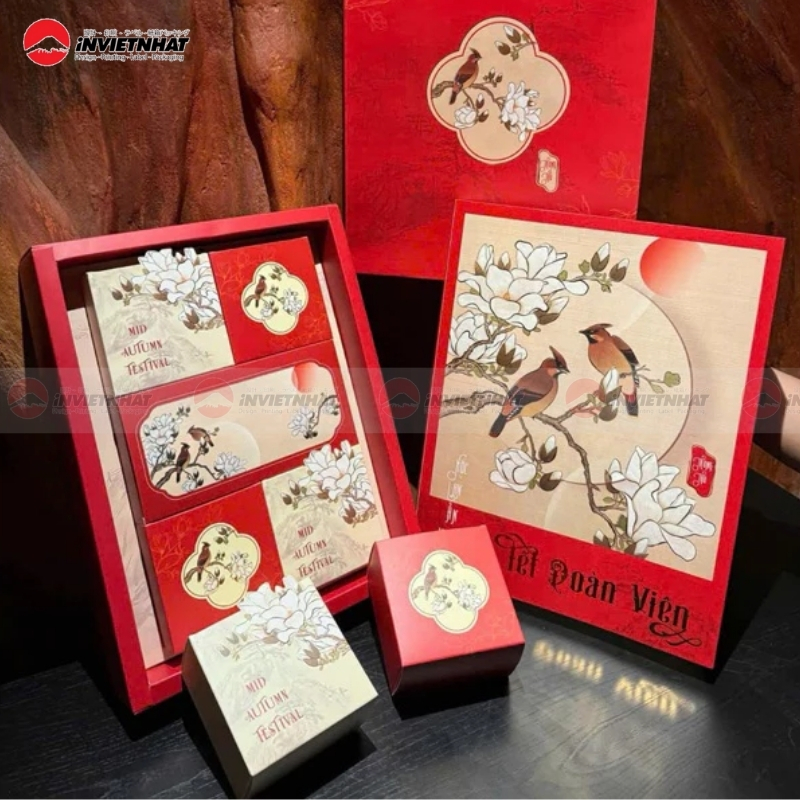 Hộp bánh trung thu có ngăn đựng trà cao cấp