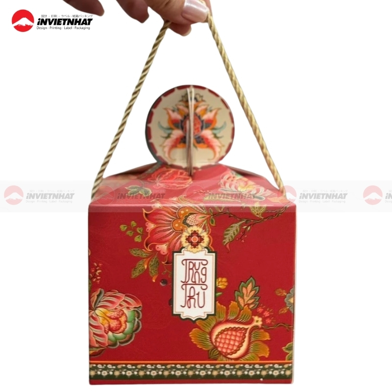 Hộp bánh trung thu có quai xách tiện lợi 1 bánh