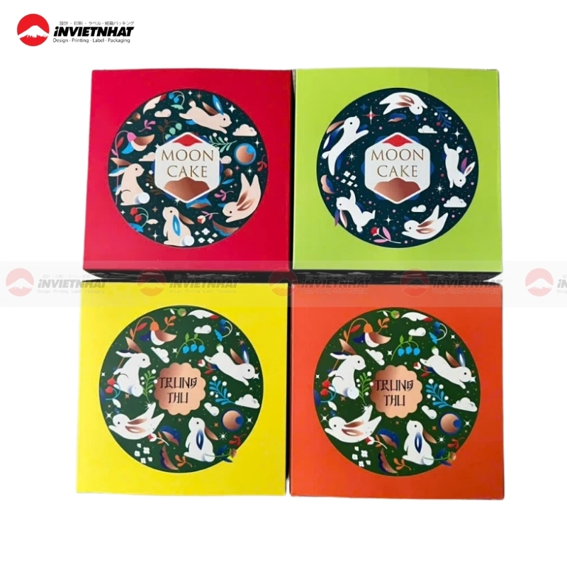 Hộp bánh trung thu giấy ivory cứng cáp phổ thông giá rẻ