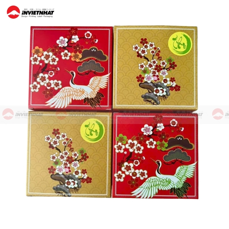 Hộp bánh trung thu họa tiết mây ngũ sắc phổ thông giá rẻ