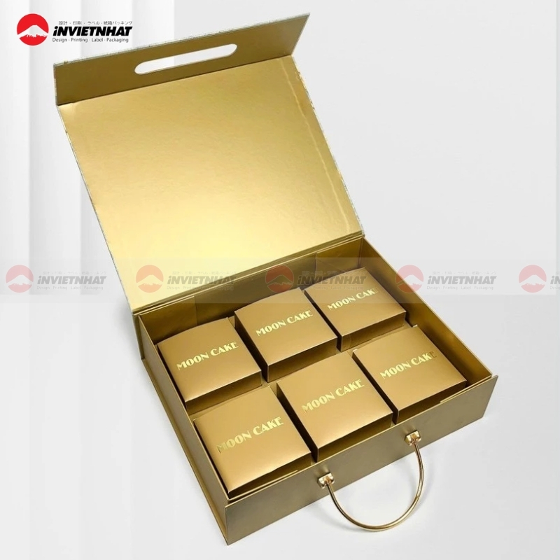 Hộp nam châm bánh trung thu in logo 6 bánh