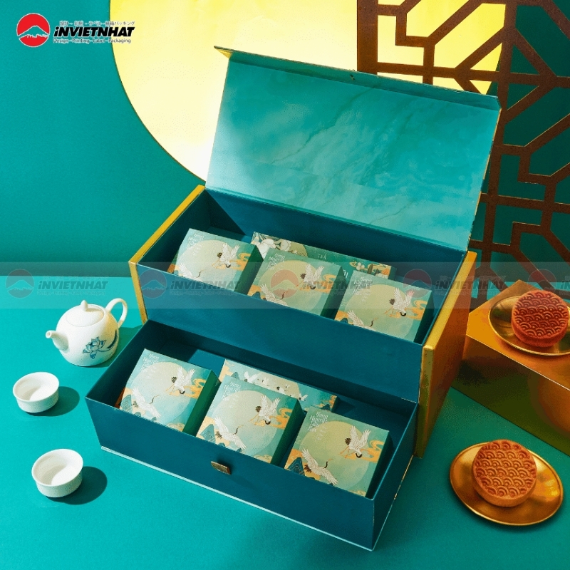 Hộp bánh trung thu in offset sắc nét 2 tầng