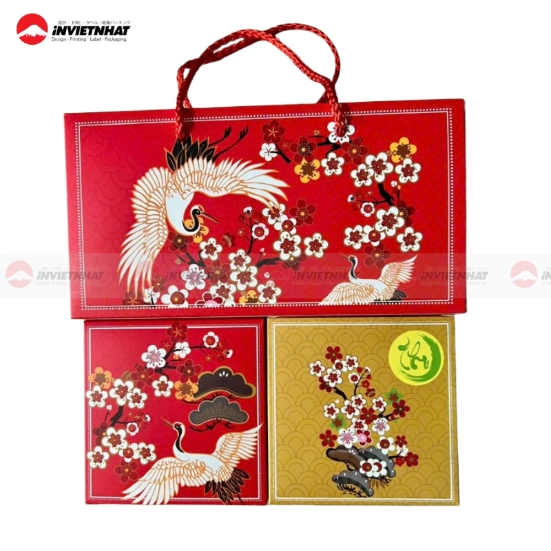 Hộp bánh trung thu in phủ UV định hình 2 bánh