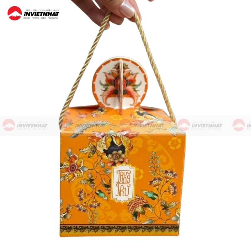 Hộp bánh trung thu kèm quai xách đồng bộ 1 bánh