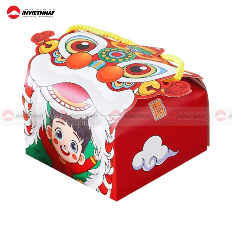 Hộp bánh trung thu màu đỏ chủ đạo 1 bánh