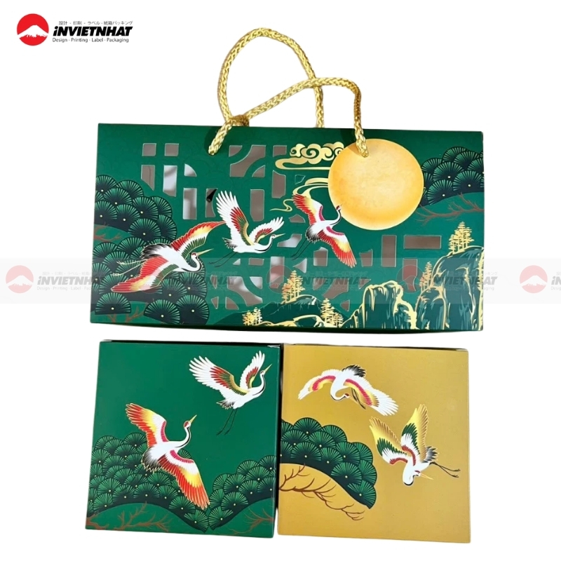 Hộp bánh trung thu thiết kế tối giản hiện đại 2 bánh