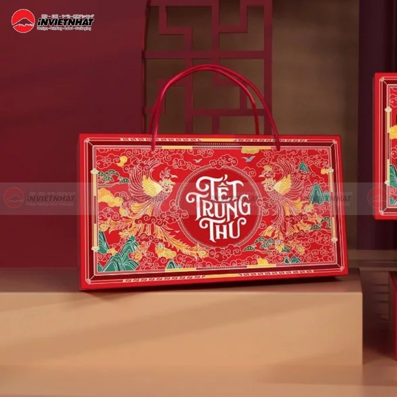 Hộp bánh trung thu tông đỏ đô cổ điển 6 bánh