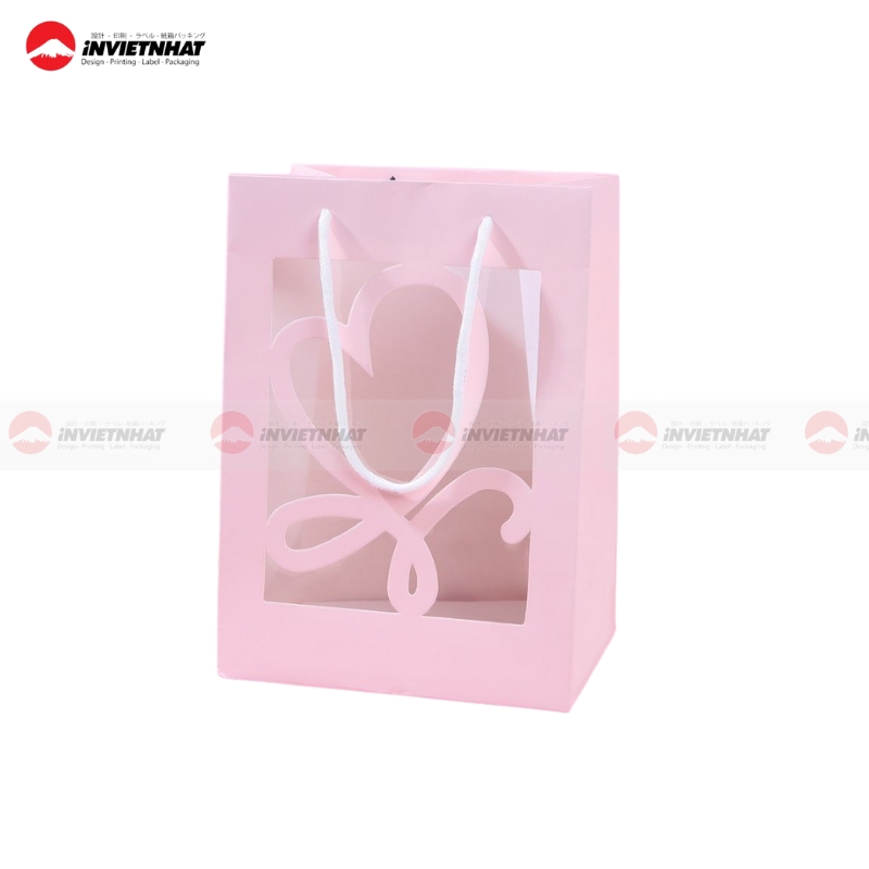 Túi giấy màu hồng tái chế Túi giấy màu hồng tái chế