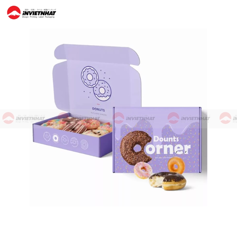 hộp giấy đựng donut sang trọng