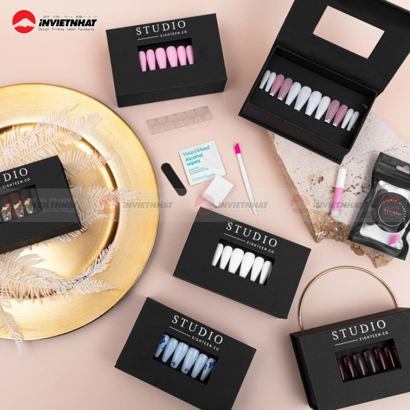 hộp giấy đựng nail box đen