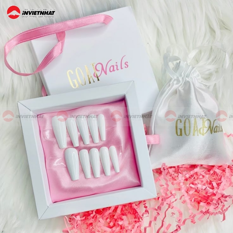 hộp giấy đựng nail box ruy băng