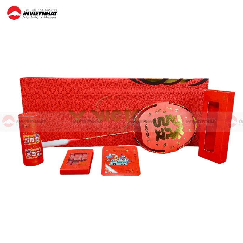 hộp giấy đựng vợt cầu lông phiên bản Tết cổ truyền