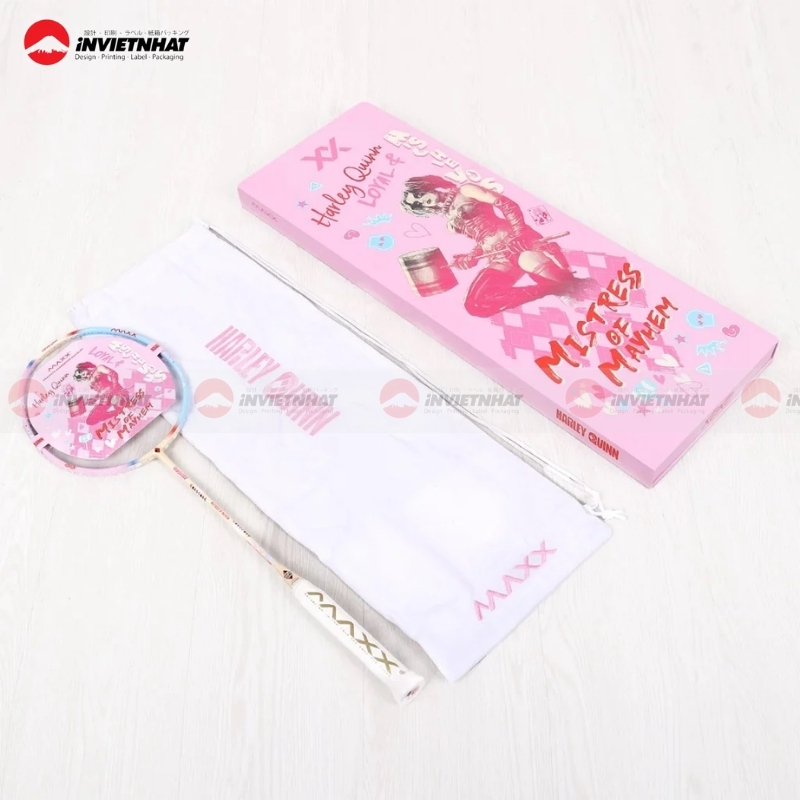 hộp giấy đựng vợt cầu lông phiên bản kết hợp Harley Quinn