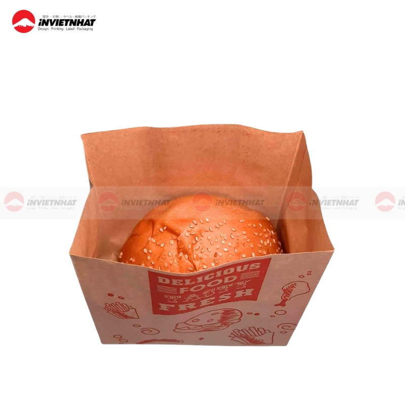 35+ Mẫu in túi giấy đựng bánh mì GIÁ RẺ thiết kế đẹp tại TPHCM 31 Tui giay dung banh mi Hamburger