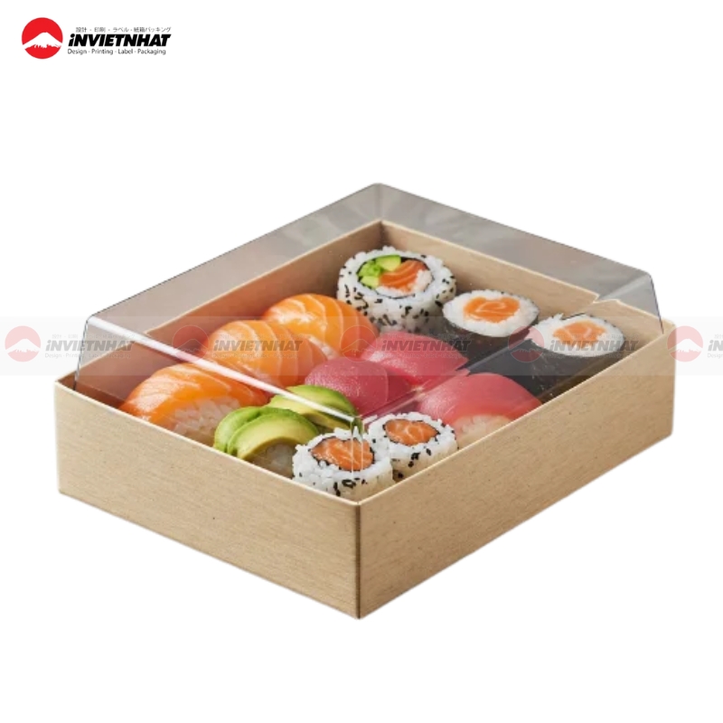hộp giấy đựng sushi có nắp