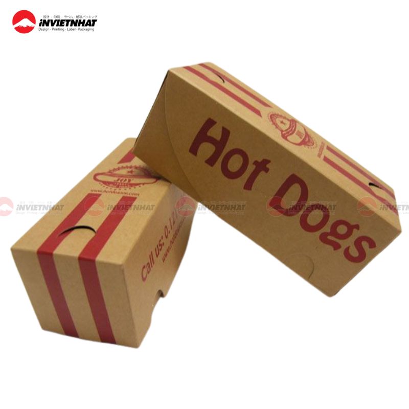 mẫu hộp giấy đựng hot dog giấy kraft