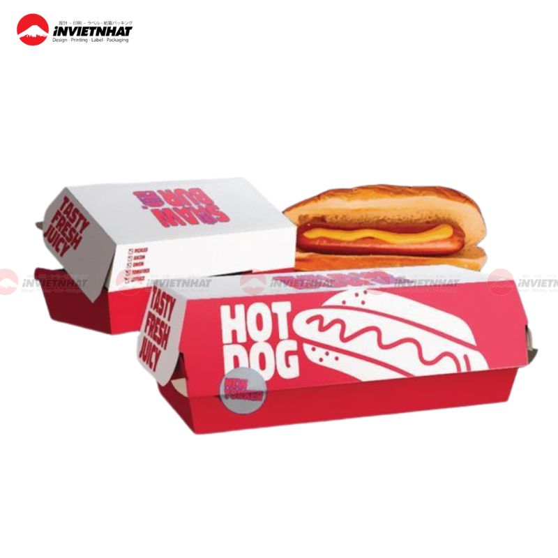 mẫu hộp giấy đựng hot dog nắp đóng