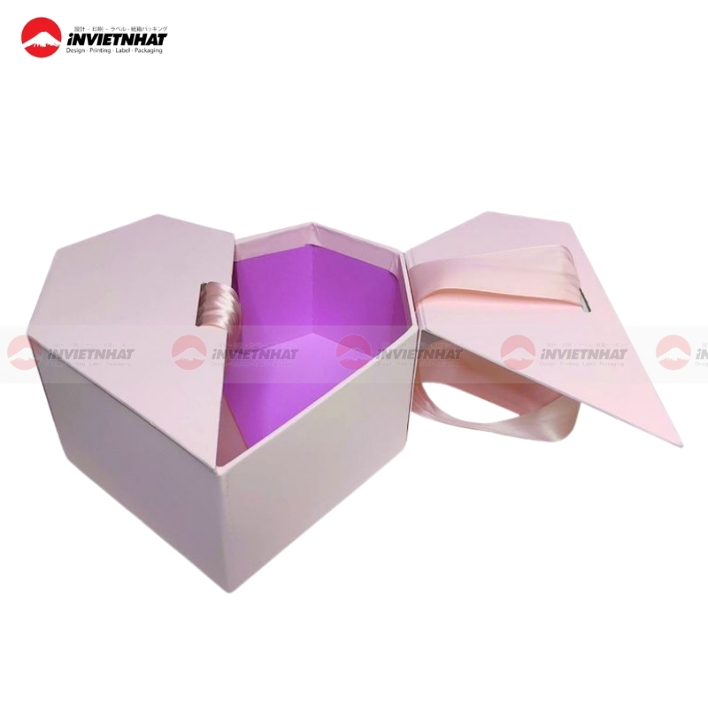 Hop giay carton hinh tim nap doi