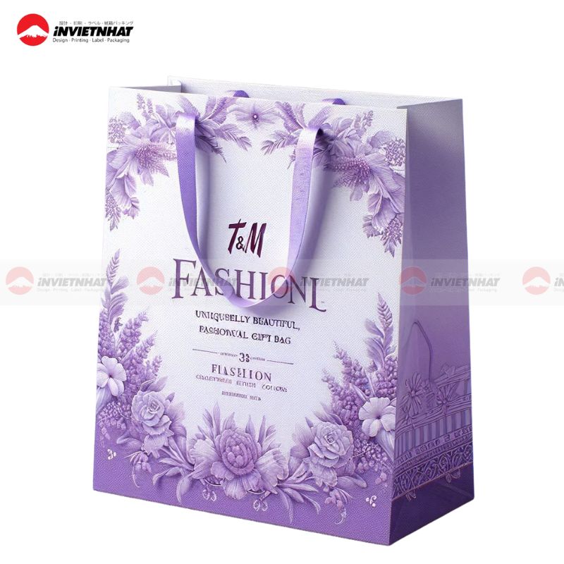 19+ Mẫu túi giấy màu tím đậm, tím nhạt, tím pastel ĐẸP MẮT 26 Tui giay mau tim lavneder