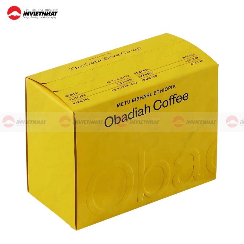 hộp giấy vàng sẫm in nổi