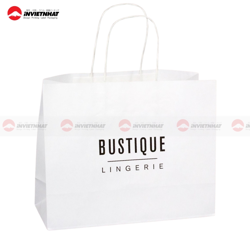 23+ Mẫu in túi giấy cho shop thời trang GIÁ RẺ, chất lượng, giao nhanh tại TPHCM 35 Túi giấy trắng dáng ngang cho shop thời trang