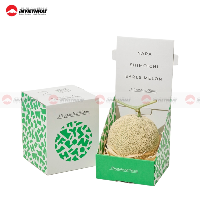 Hộp giấy đựng dưa lưới phủ UV