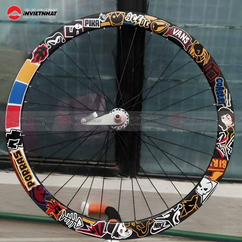 Tem decal trang tri banh xe dap
