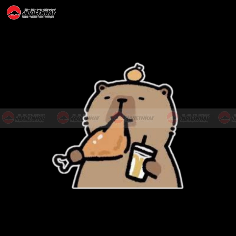 141+ Mẫu Sticker Capybara DỄ THƯƠNG, hình dán chuột lang nước trang trí hài hước 206 capybara nhan an uong