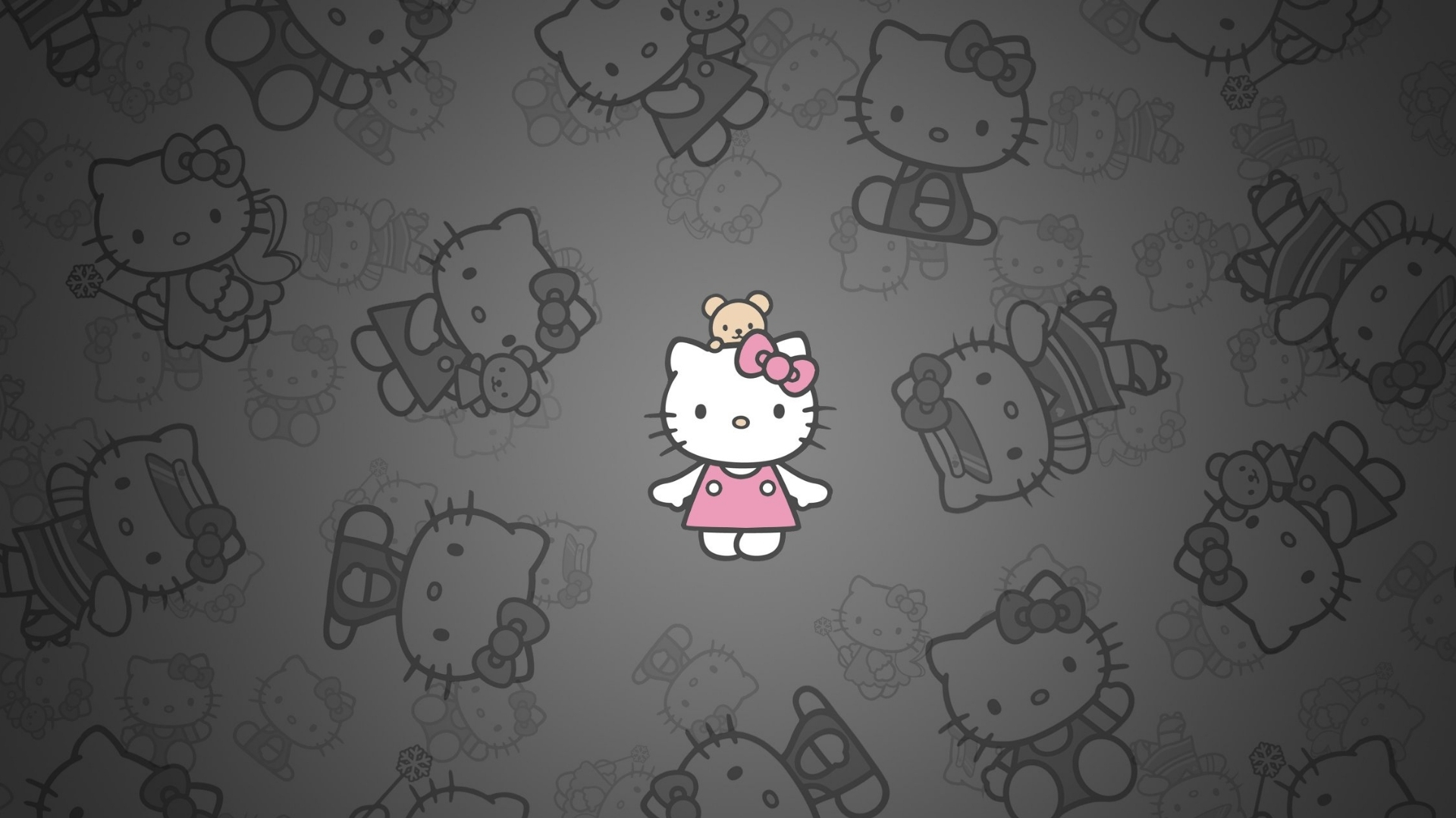 hello kitty background black and white