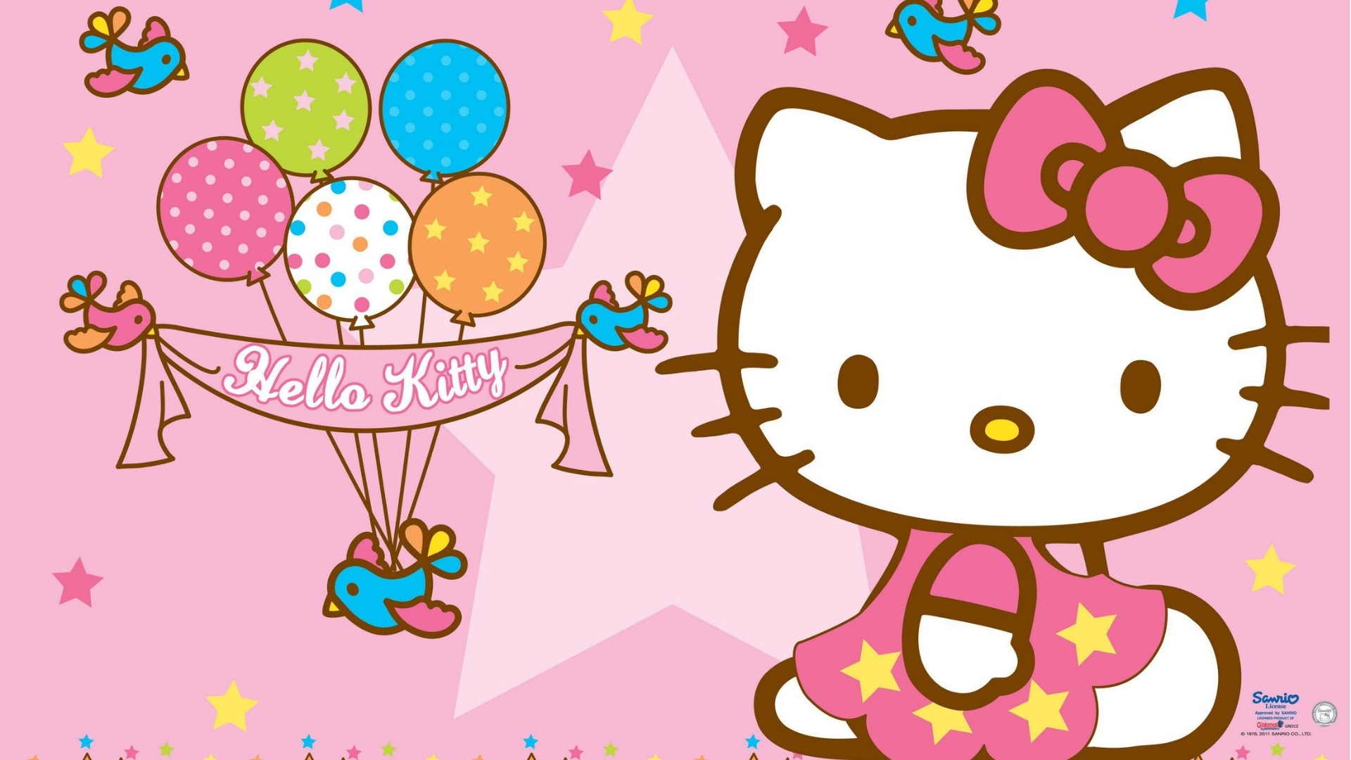 hello kitty birthday background with balloons