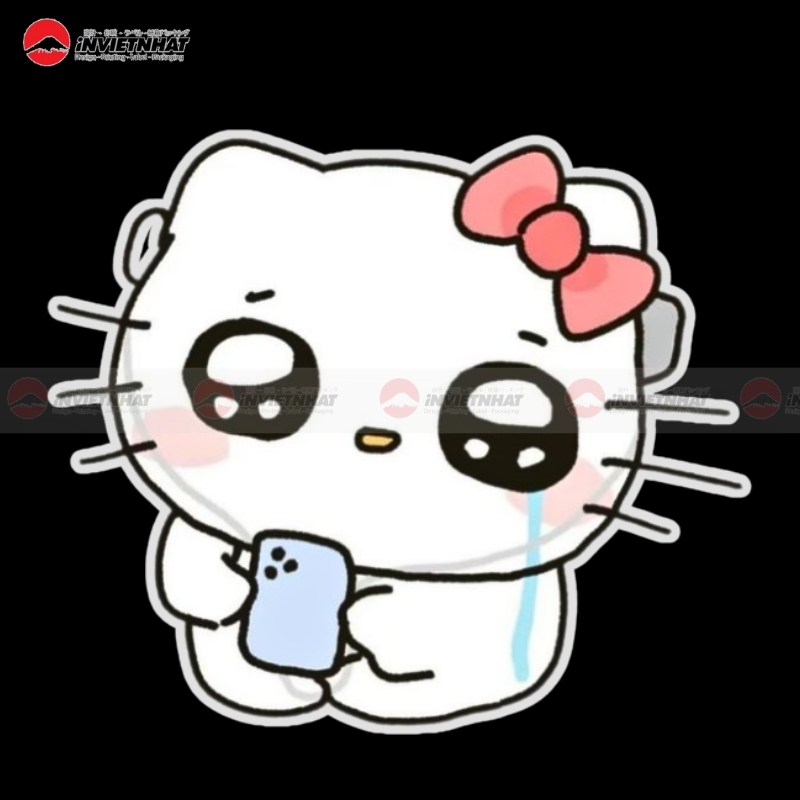 79+ Mẫu sticker Hello Kitty cute, bựa CHỐNG NƯỚC dán đẹp 129 hello kitty meu mao