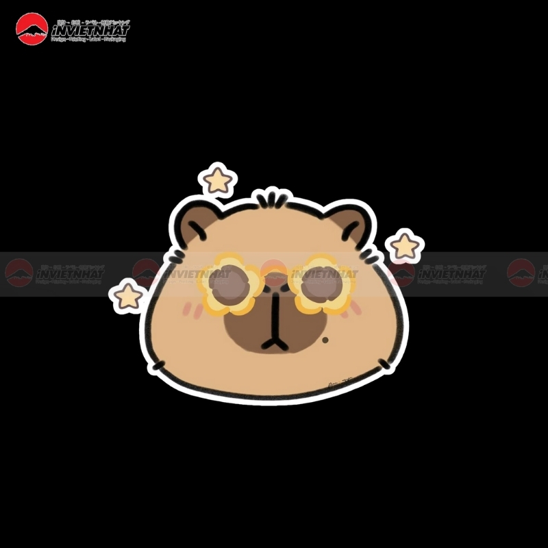 141+ Mẫu Sticker Capybara DỄ THƯƠNG, hình dán chuột lang nước trang trí hài hước 226 khoanh khac capybara thu gian 2