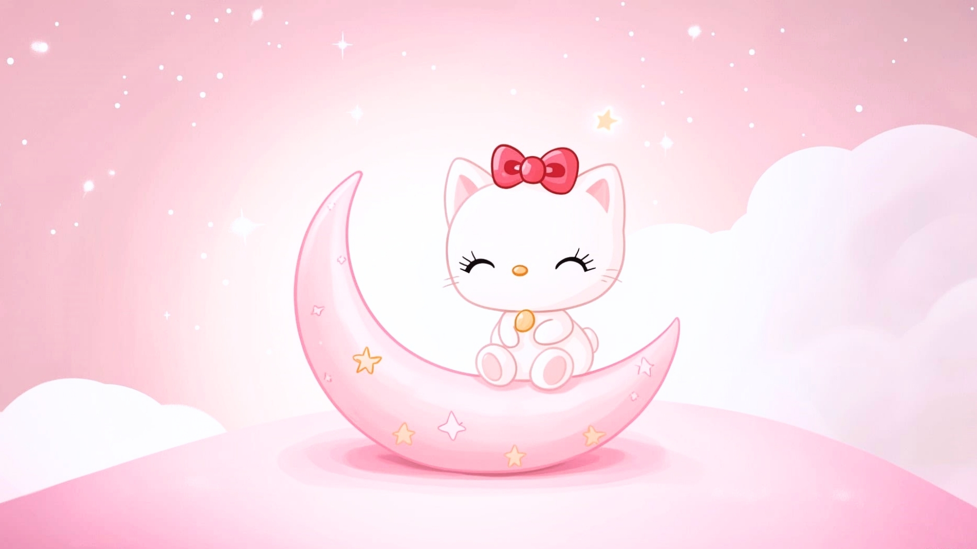 kitty bedtime moon stars style