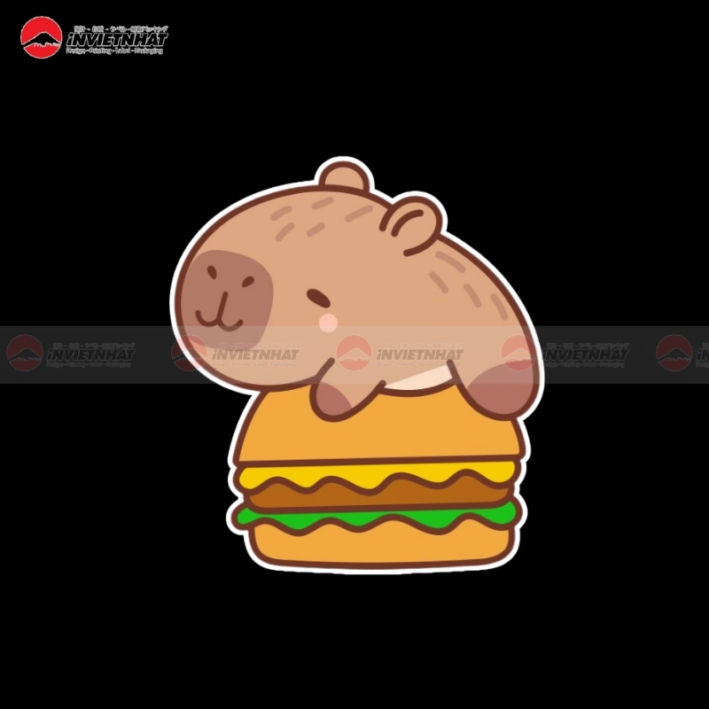 nhan tem capybara burger