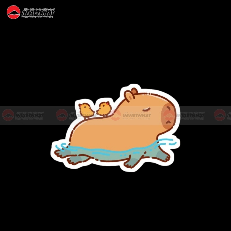 nhan tem capybara con ca chim