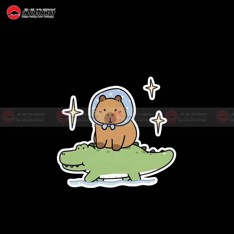 sticker dan capybara xe ca sau