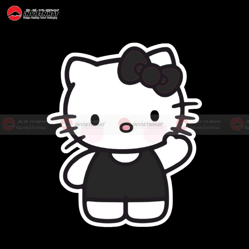 sticker hello kitty trang den