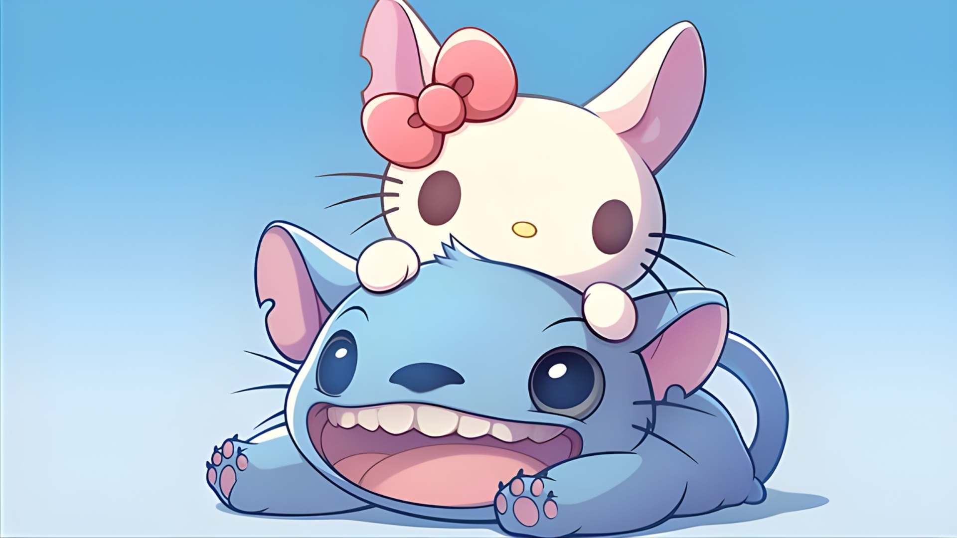 team stitch and hello kitty background